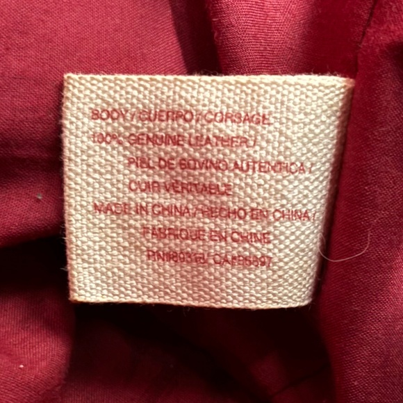 Lucky Brand Large Red Leather Tote Bag Zipper Close Studded Handles - Picture 7 of 14